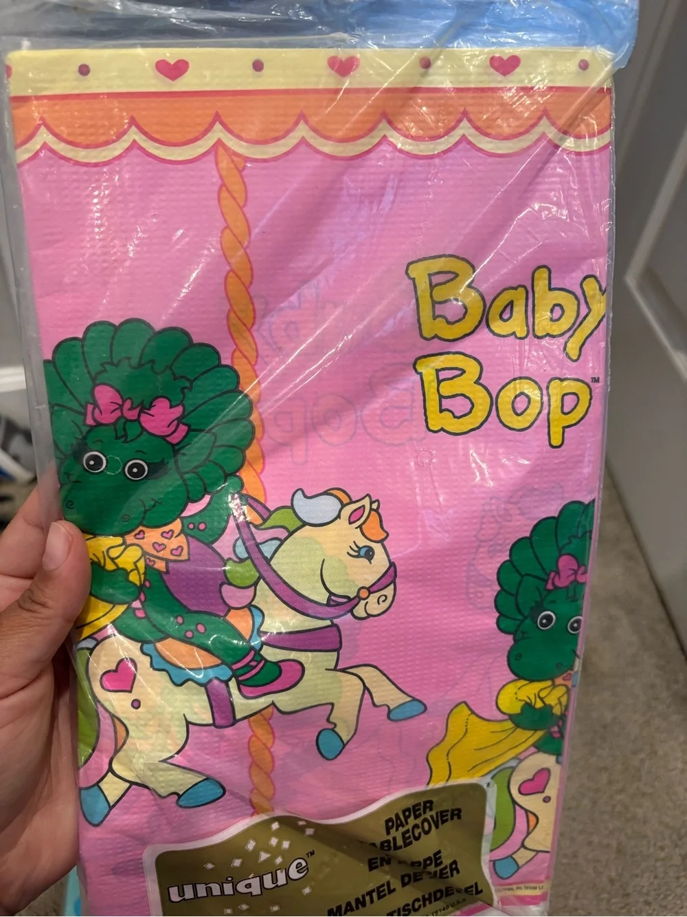 Set of 2 Vintage 1993 Barney Baby Bop Birthday Paper Table covers & Hallmark